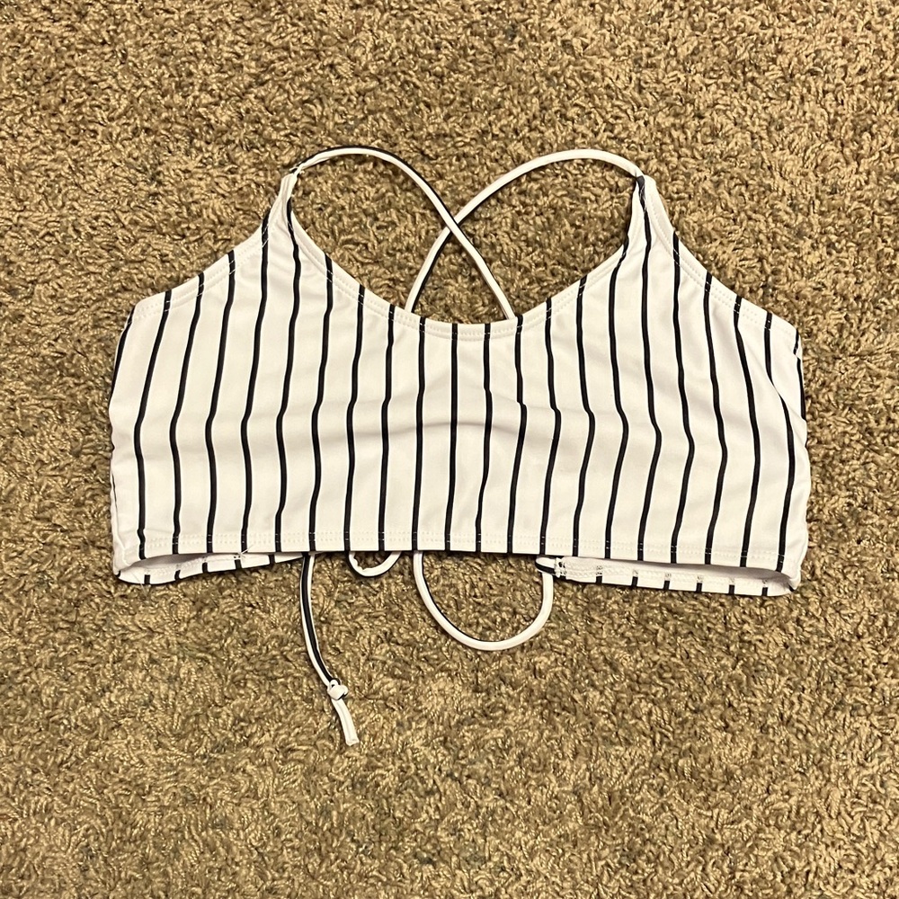 Striped Lace Up Bikini Top